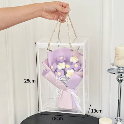 Finished Crochet Flowers Bouquet Handmade Sunflower Bouquet Valentines Gift Wedding Decor Knitted Flower Bouquet with Gift Bag